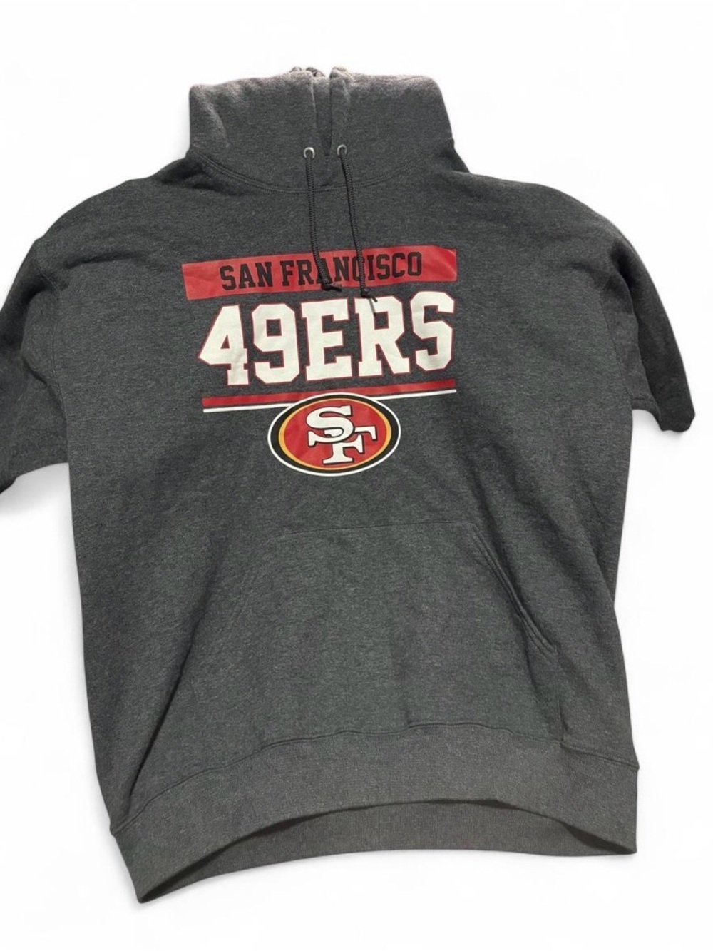 NFL Team Apparel San Francisco 49ers Dark Gray Charcoal Hoodie Sweatshirt L